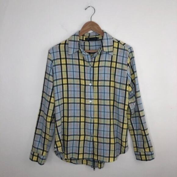 JET by John Eshaya Plaid Zip Back Button Down Top - Picture 1 of 11
